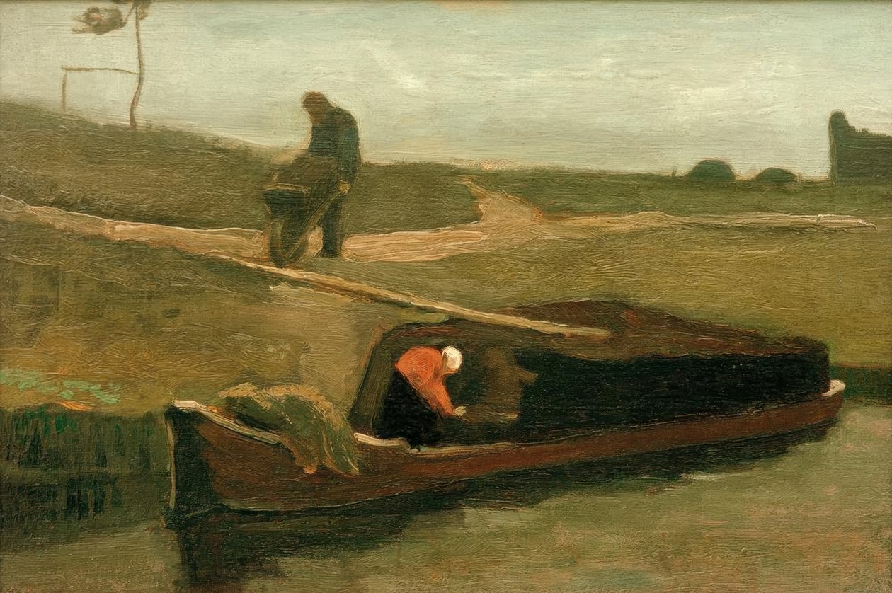 Torfowa łódź z dwiema postaciami autorstwa Vincent van Gogh
