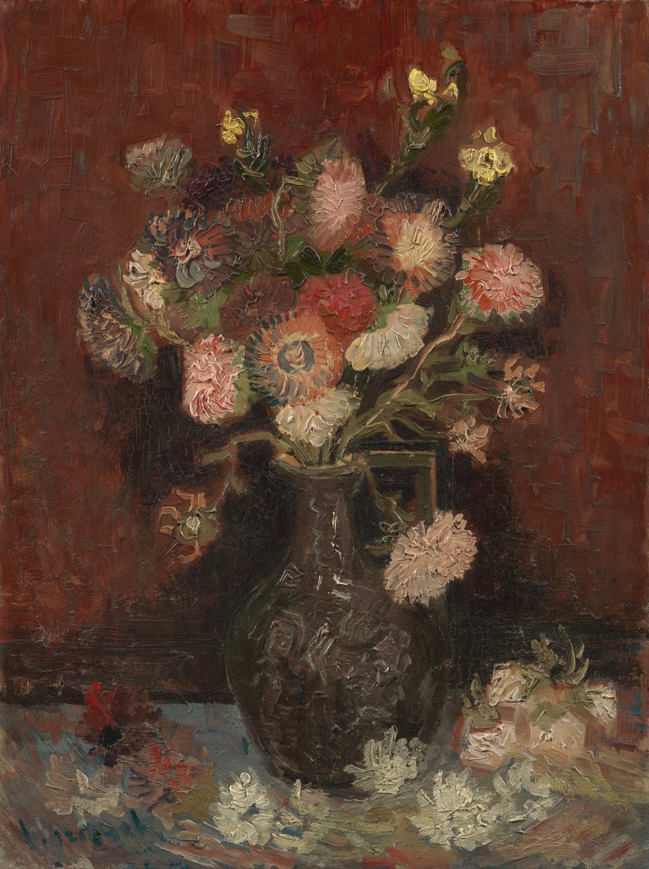 Wazon z chińskimi astrami i mieczykami autorstwa Vincent van Gogh
