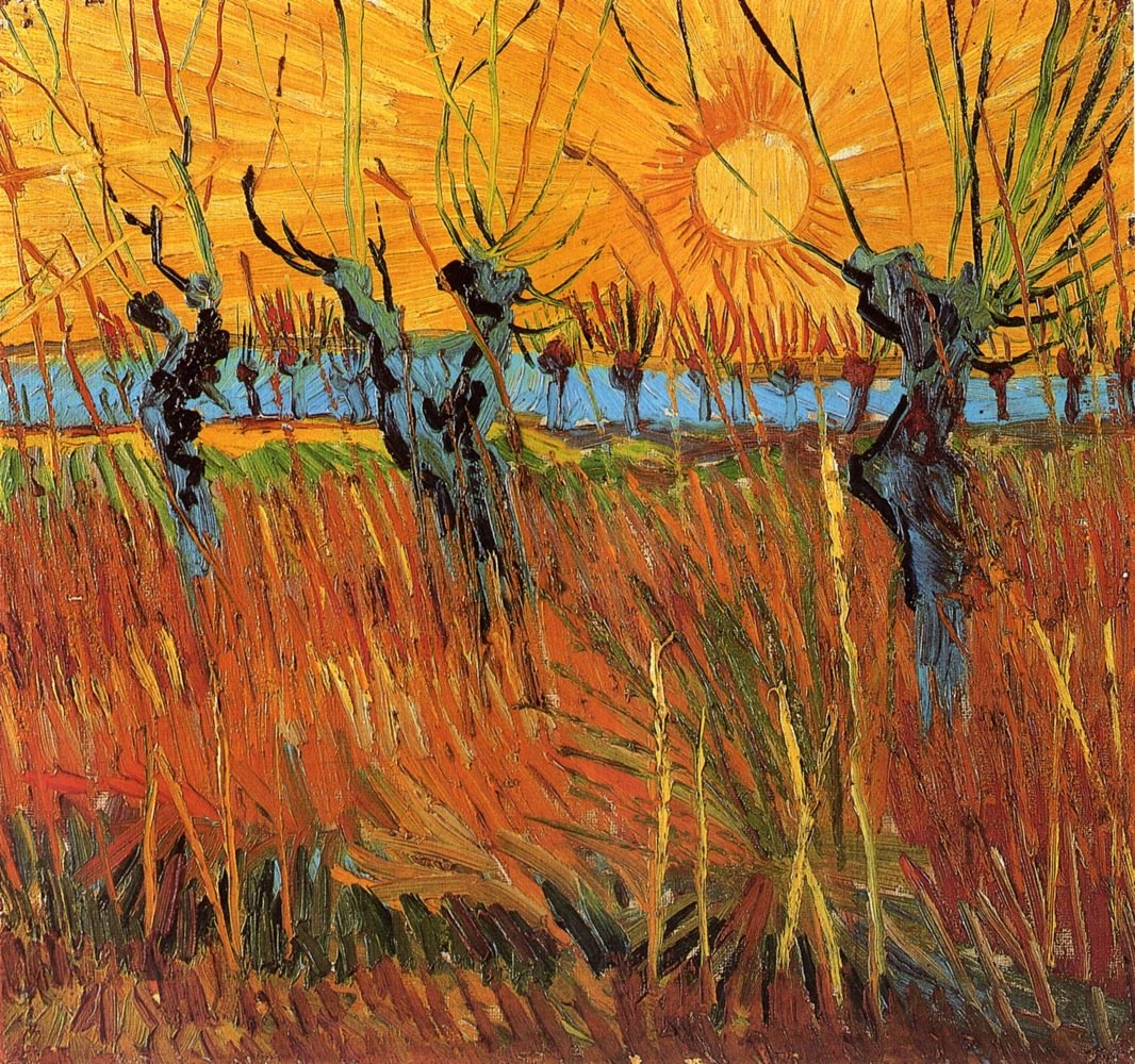 Wierzby o zachodzie słońca autorstwa Vincent van Gogh