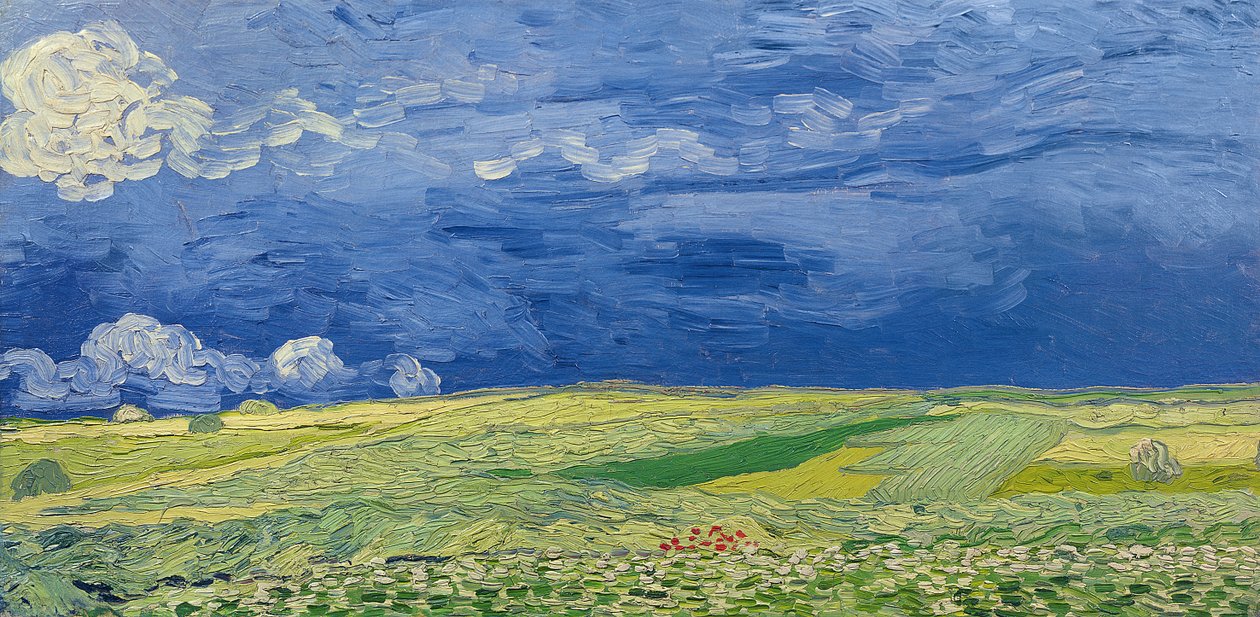 Pola pszenicy pod burzowymi chmurami, 1890 autorstwa Vincent van Gogh