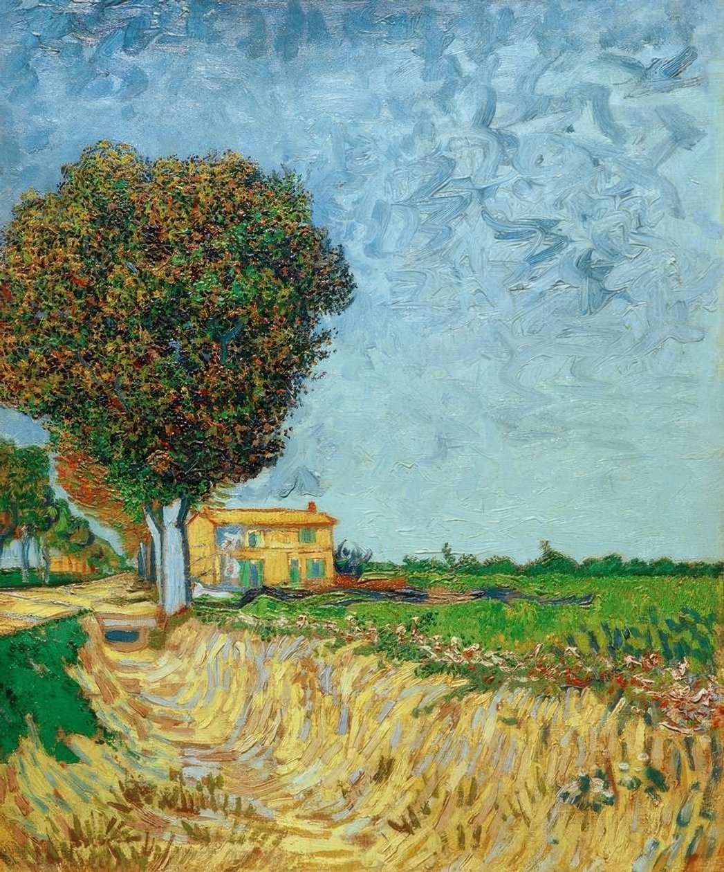 Aleja w pobliżu Arles z domami autorstwa Vincent van Gogh