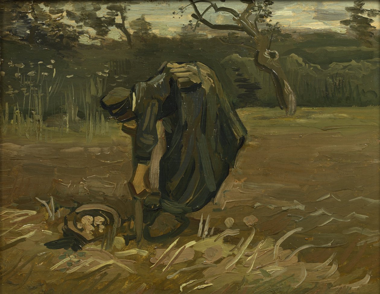 Chłopka, zbierająca ziemniaki, 1885 autorstwa Vincent van Gogh