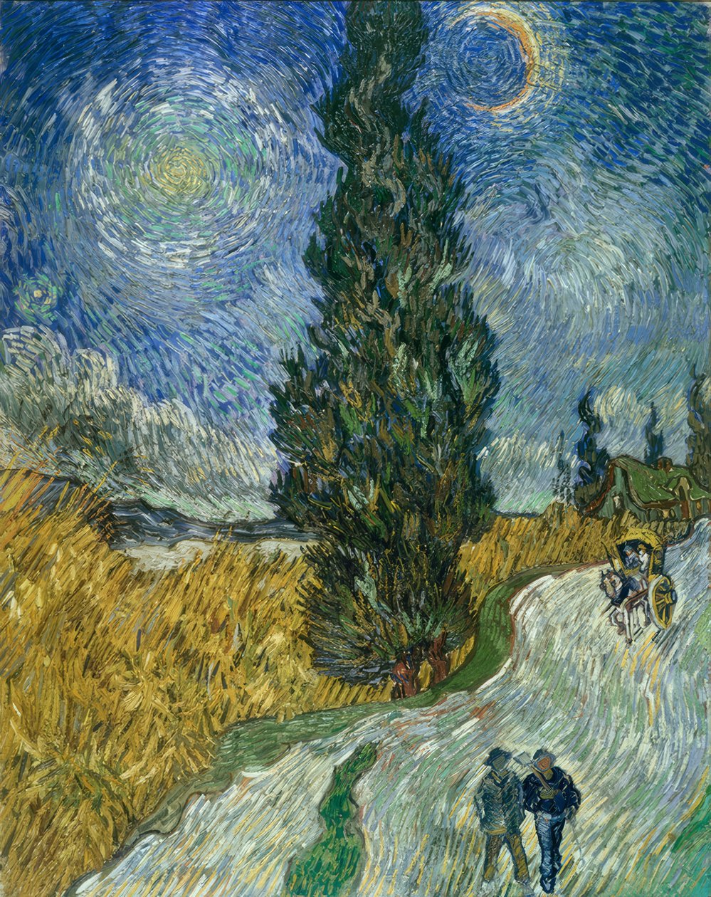 Ścieżka z cyprysów pod rozgwieżdżonym niebem autorstwa Vincent van Gogh