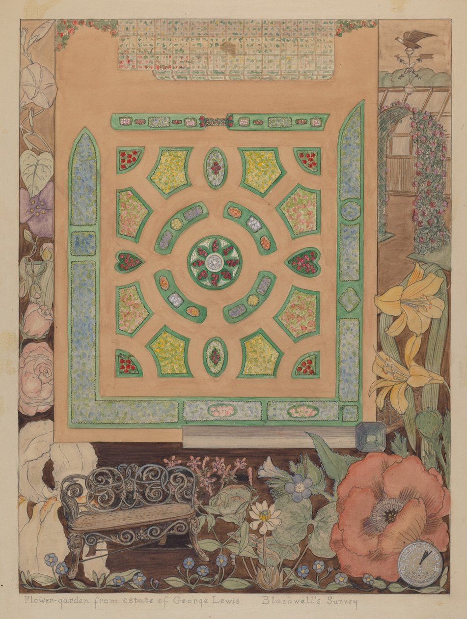 Ogród Kwiatowy - Posiadłość Lewisa, ok. 1900 r. 1936. autorstwa Virginia Richards