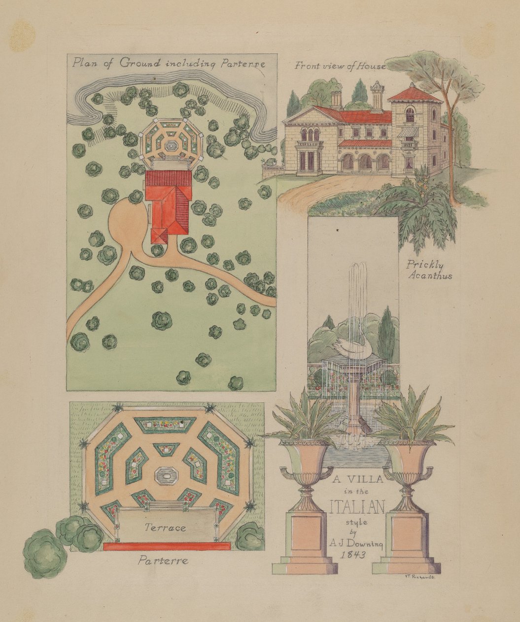 Projekt willi włoskiej, ok. 1900 r. 1936. autorstwa Virginia Richards