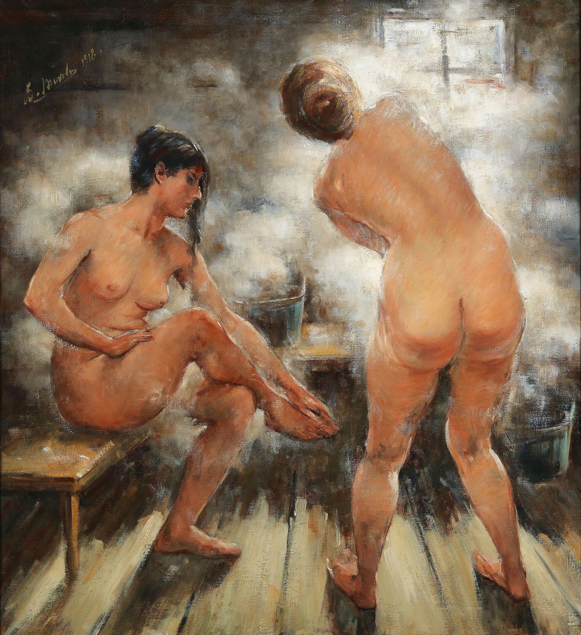 W rosyjskiej łaźni parowej, 1918. autorstwa Vitali Gavrilovich Tikhov