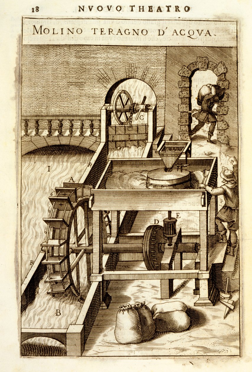 Frezarka wodna, 1607 autorstwa Vittorio Zonca
