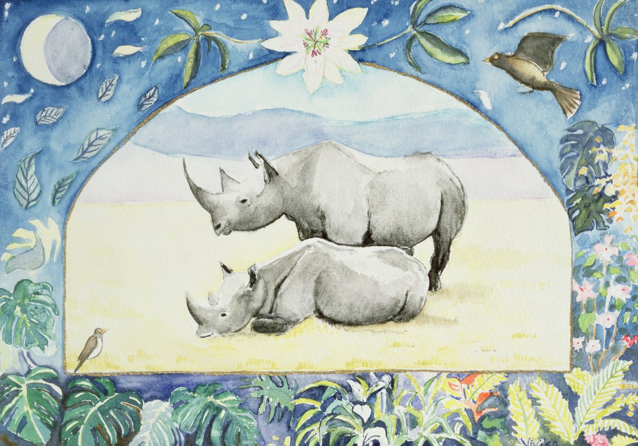 Rhino (miesiąc luty z kalendarza) autorstwa Vivika Alexander