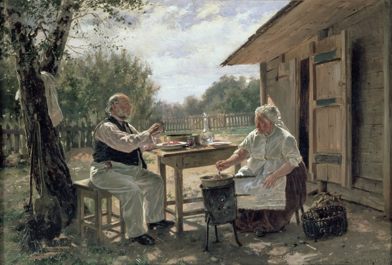 Robienie dżemu, 1876 autorstwa Vladimir Egorovic Makovsky