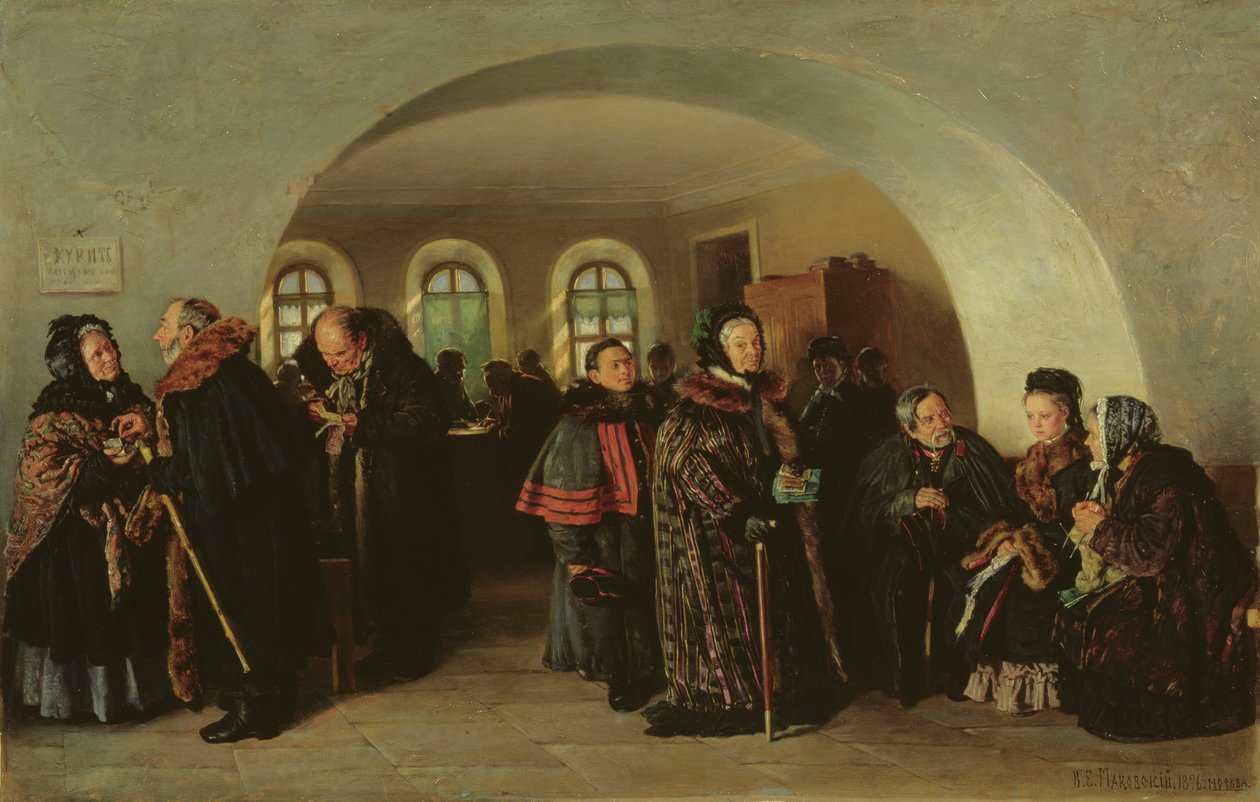 Skarbiec w Dniu Emerytalnym, 1876 autorstwa Vladimir Egorovic Makovsky