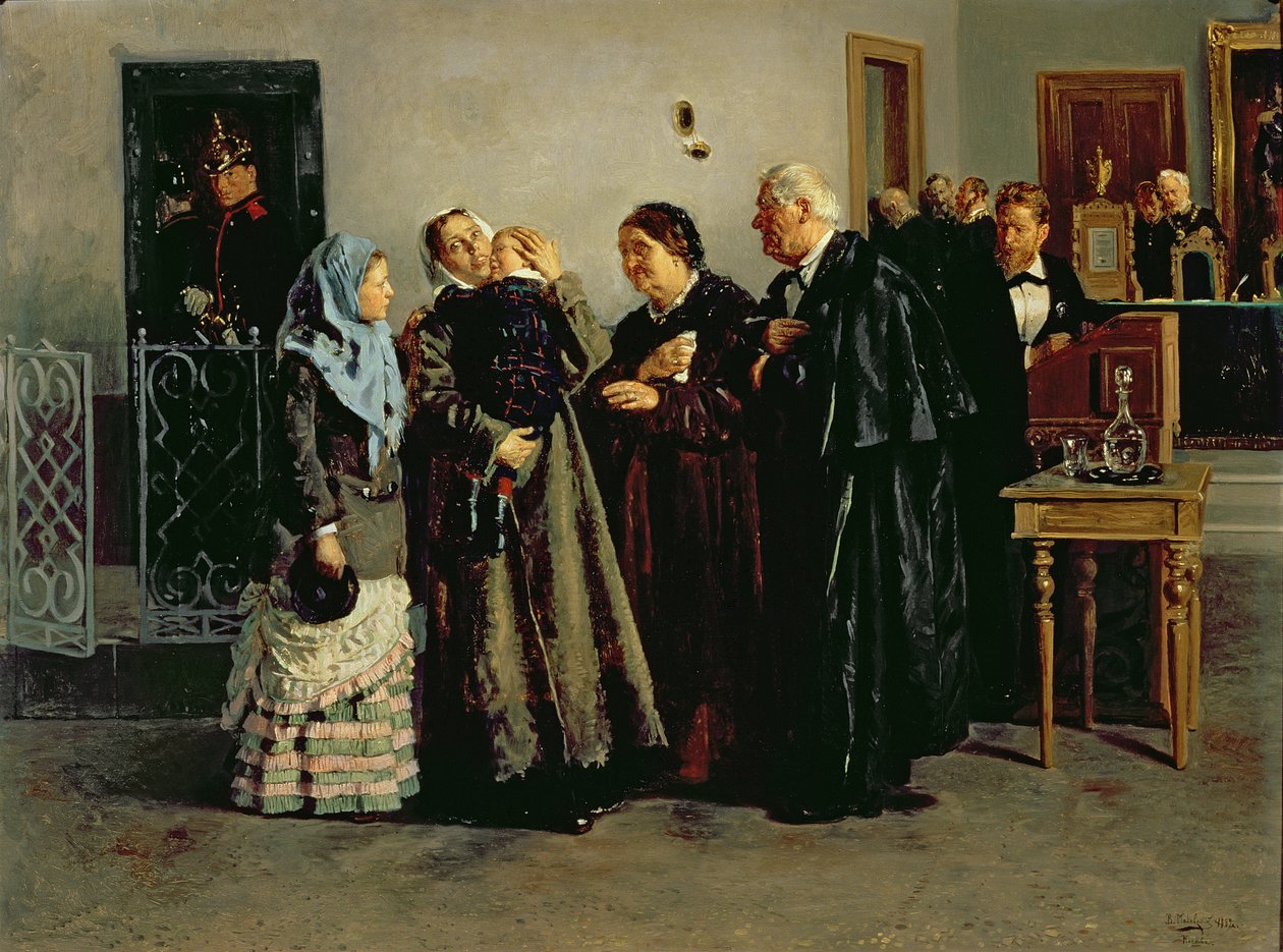 Werdykt „Niewinny”, 1882 autorstwa Vladimir Egorovic Makovsky