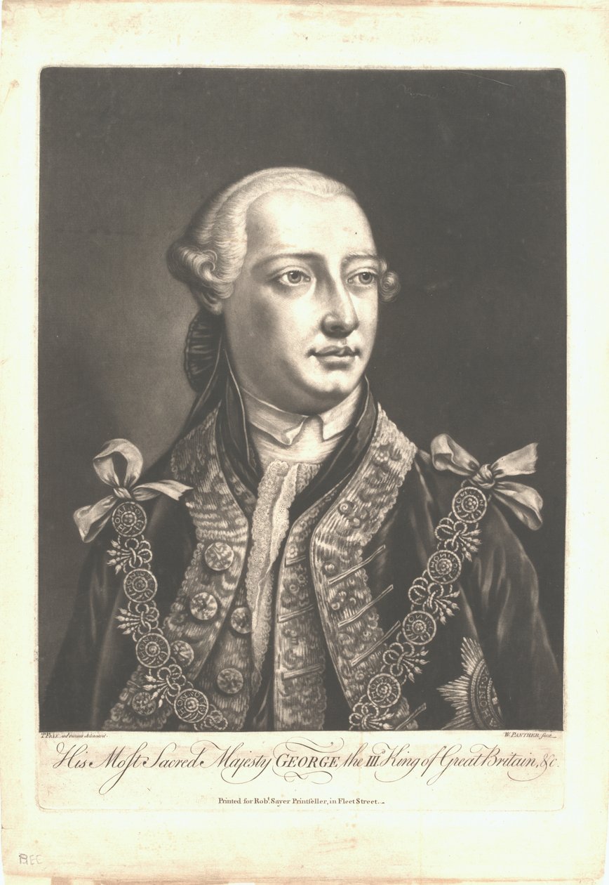 Jerzy III, c.1755 (mezzotinta) autorstwa W. Panther