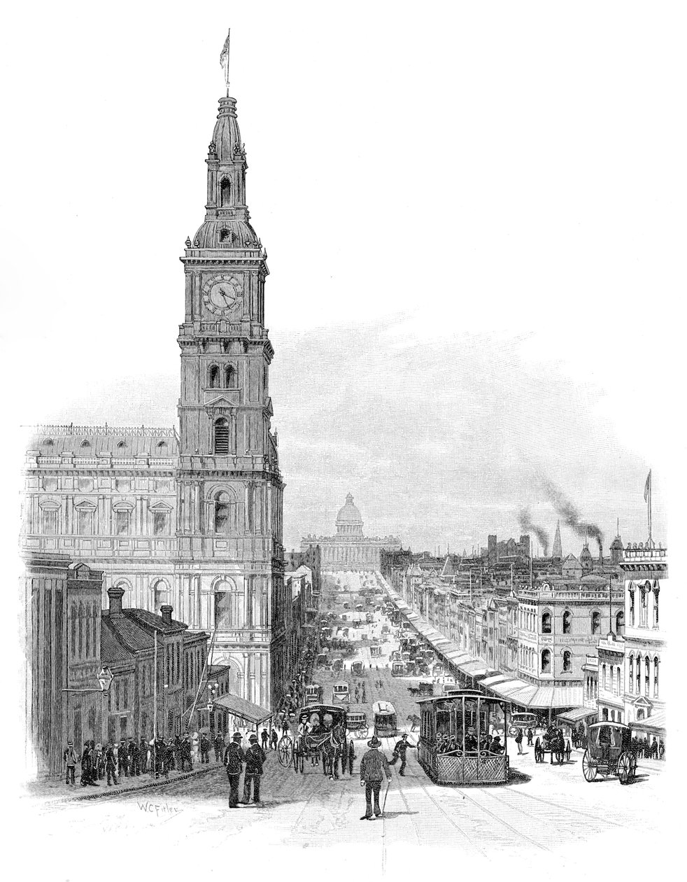 Bourke Street, Melbourne, Wiktoria, Australia, 1886. autorstwa WC Fitler