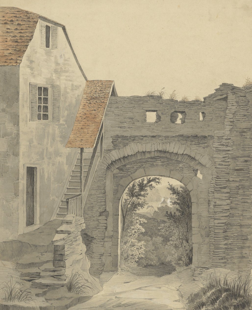 Wejście do zamku Epstein, 1852. autorstwa W. Becker