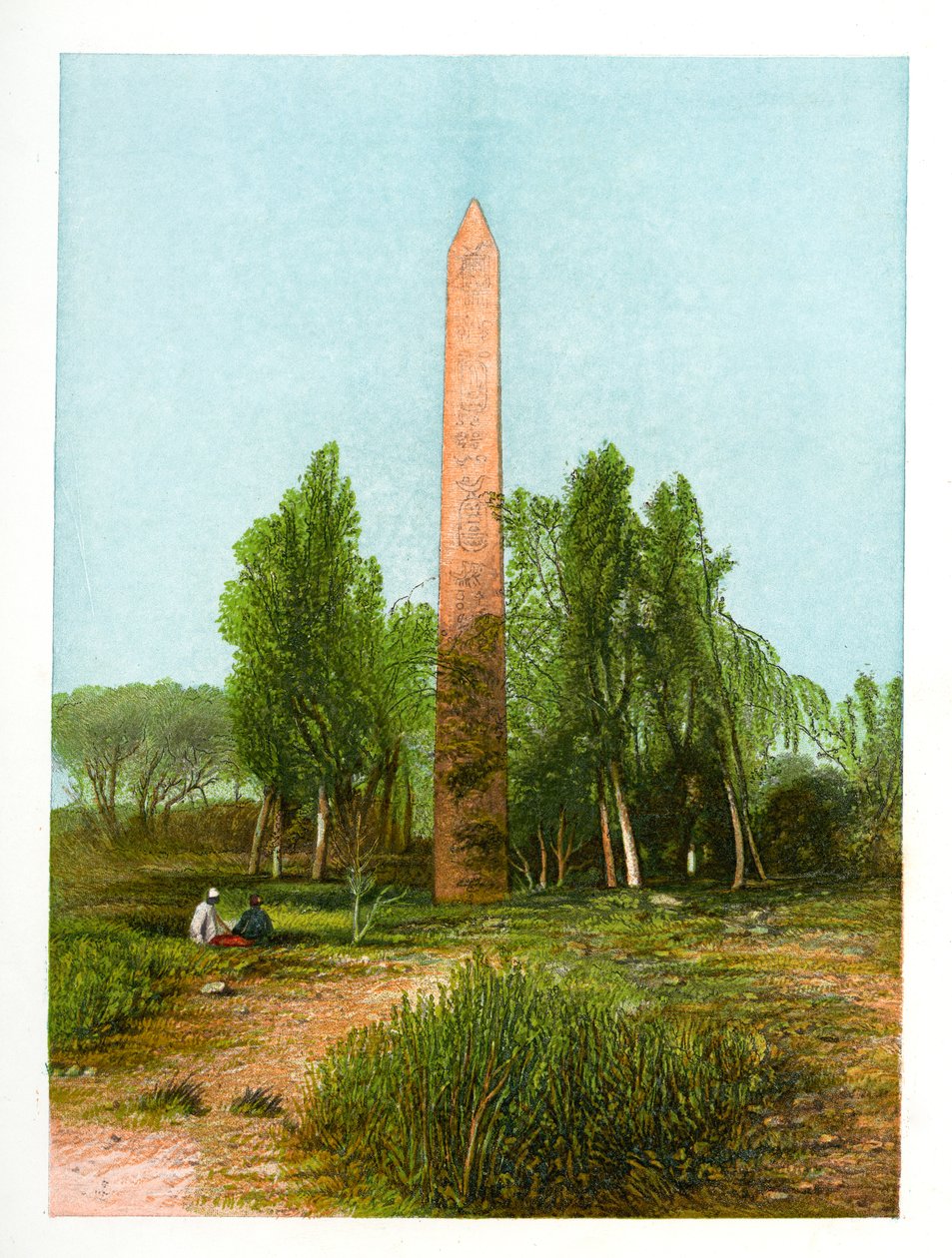 Obelisk w Heliopolis, Egipt, ok. 1870. autorstwa W. Dickens
