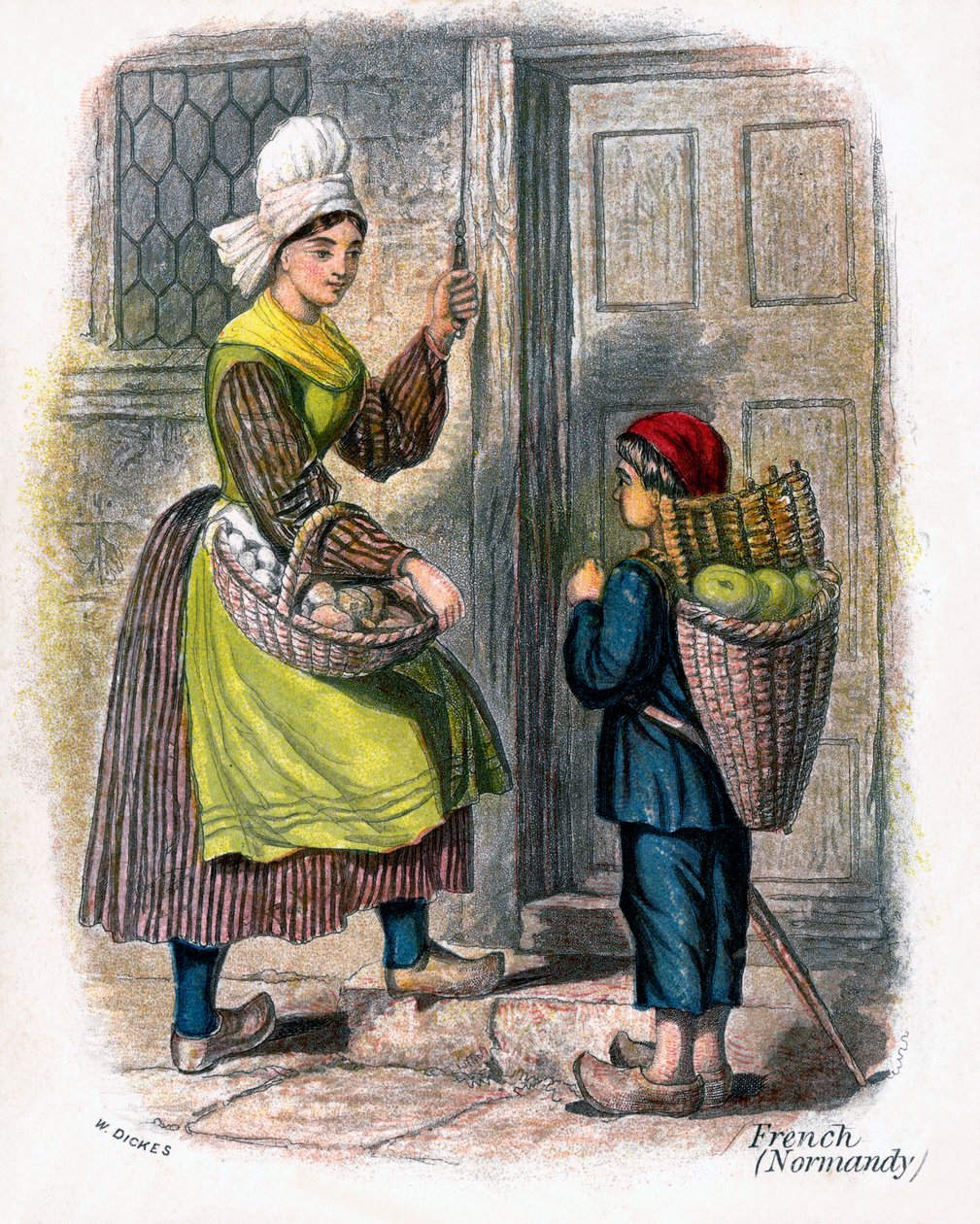 „Francuska kobieta i dziecko sprzedająca owoce”, 1809. autorstwa W Dickes