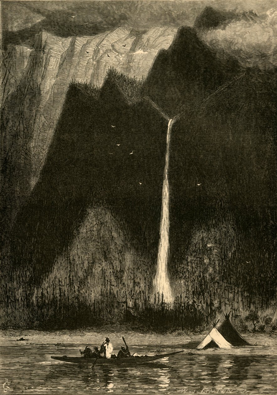 „Multnomah Falls”, 1872. autorstwa W. J. Linton