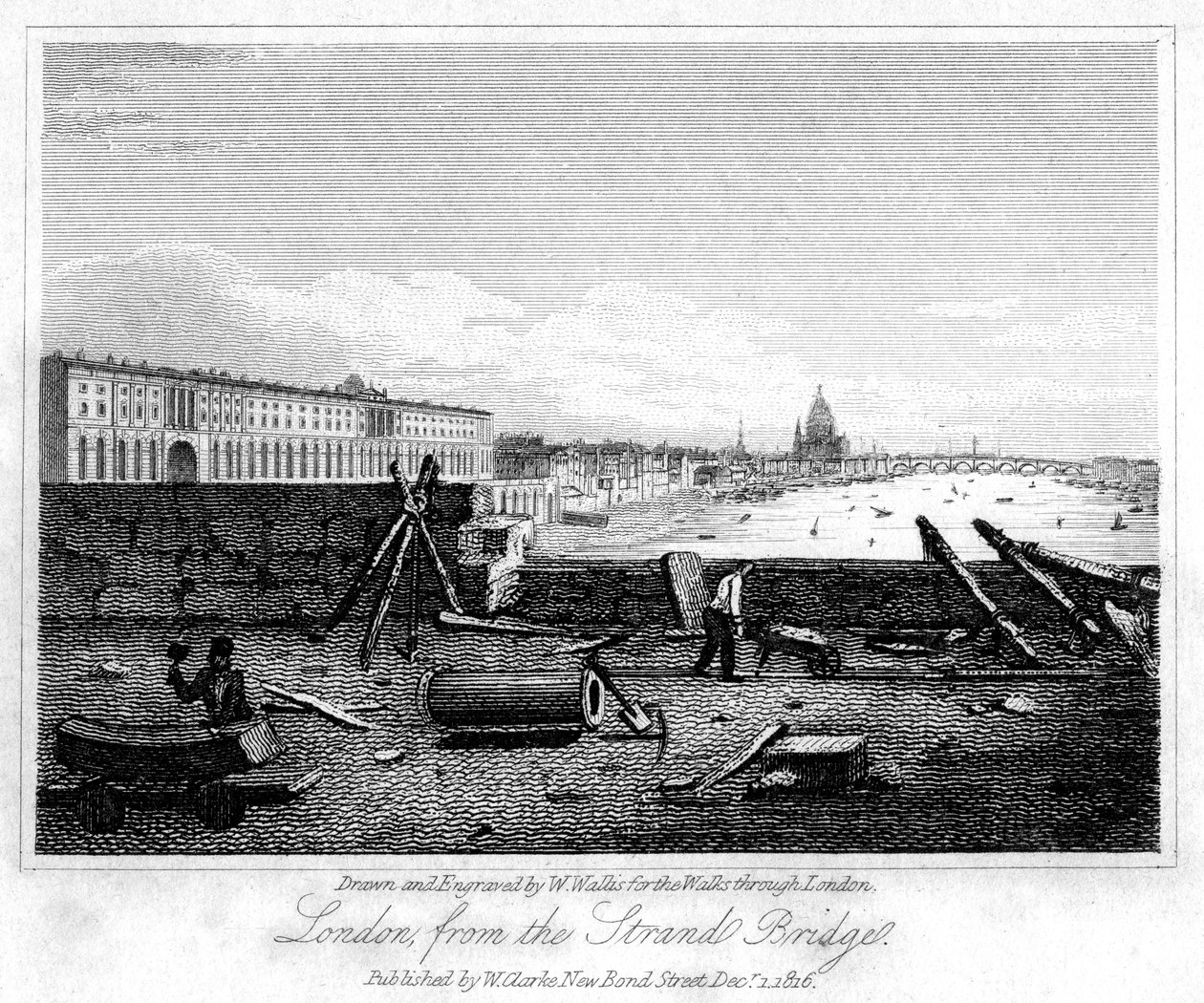 Londyn z mostu Strand, 1816. autorstwa W. Wallis