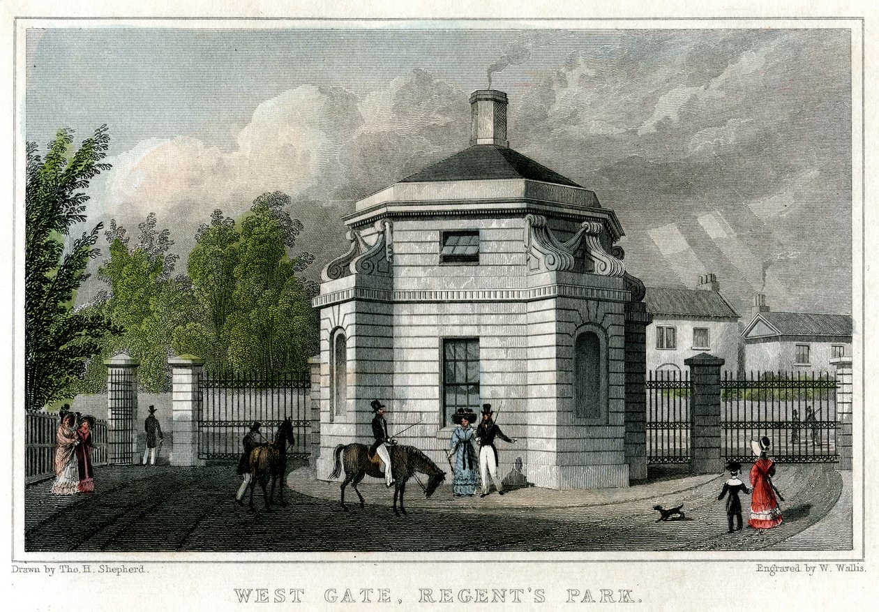 West Gate, Regents Park, Londyn, XIX wiek. autorstwa W. Wallis