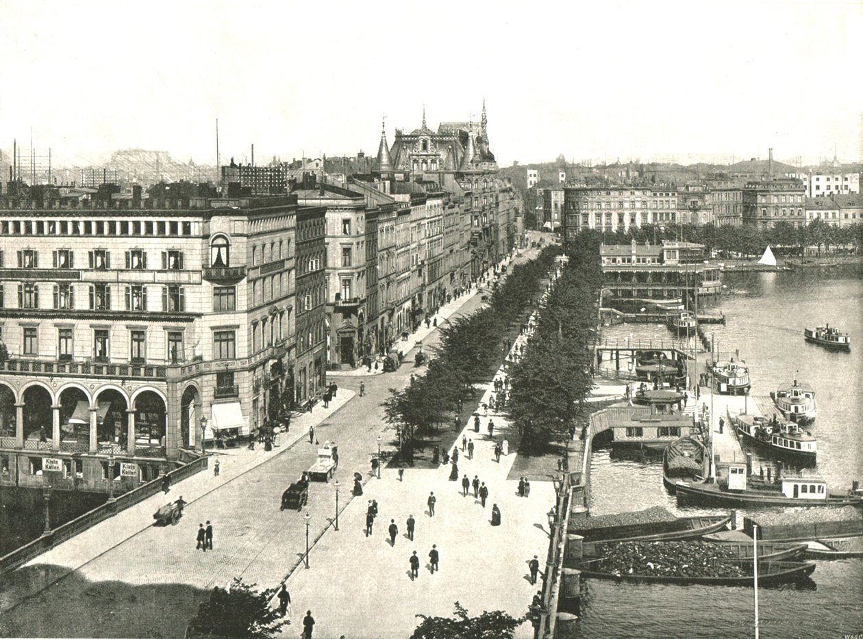 Jungfernstieg, Hamburg, Niemcy, 1895. autorstwa W and S Ltd