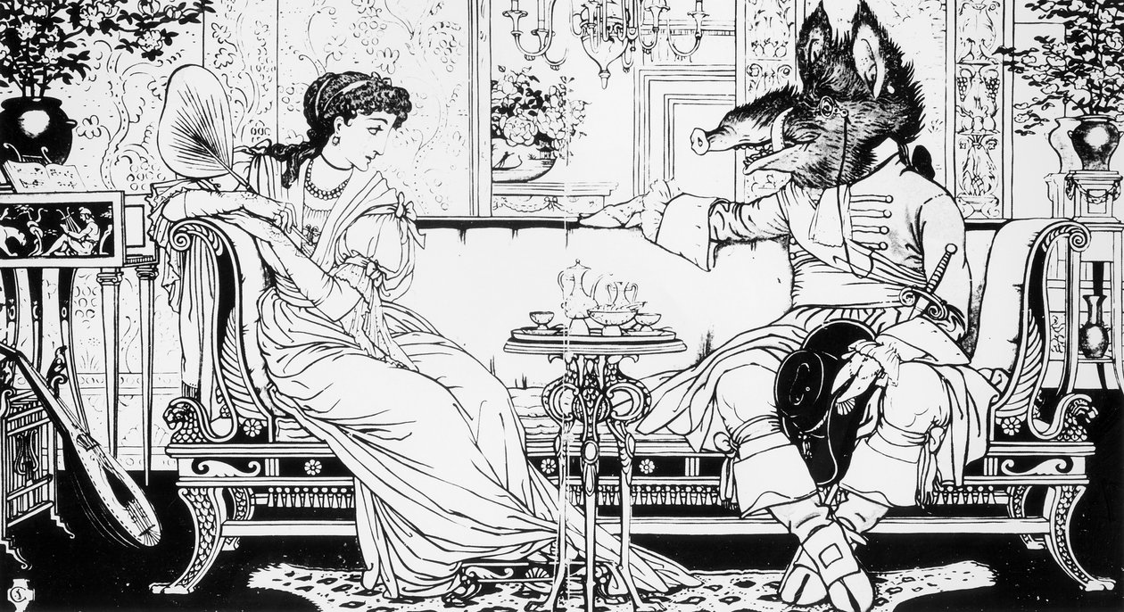 Piękna i Bestia, 1874 autorstwa Walter Crane
