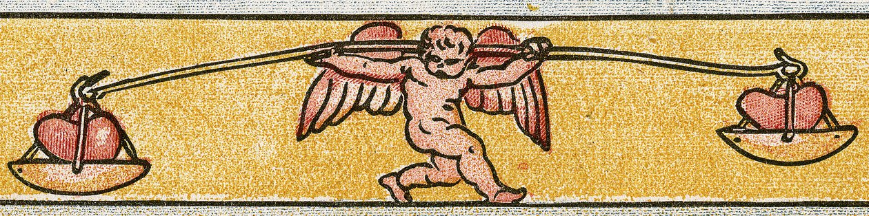 Eros równoważący dwa serca, 1884 autorstwa Walter Crane