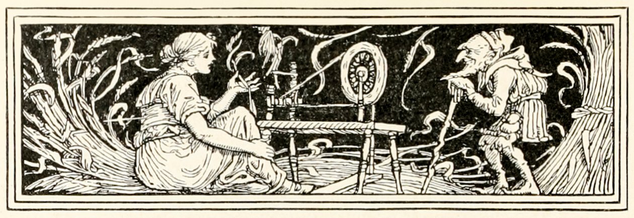 Rumpelstiltskin i córka młynarza? z filmu "Rumpelstiltskin". autorstwa Walter Crane