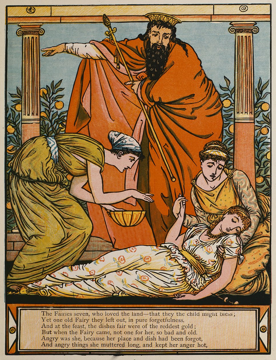 „Śpiąca królewna”, (ilustracja) autorstwa Walter Crane