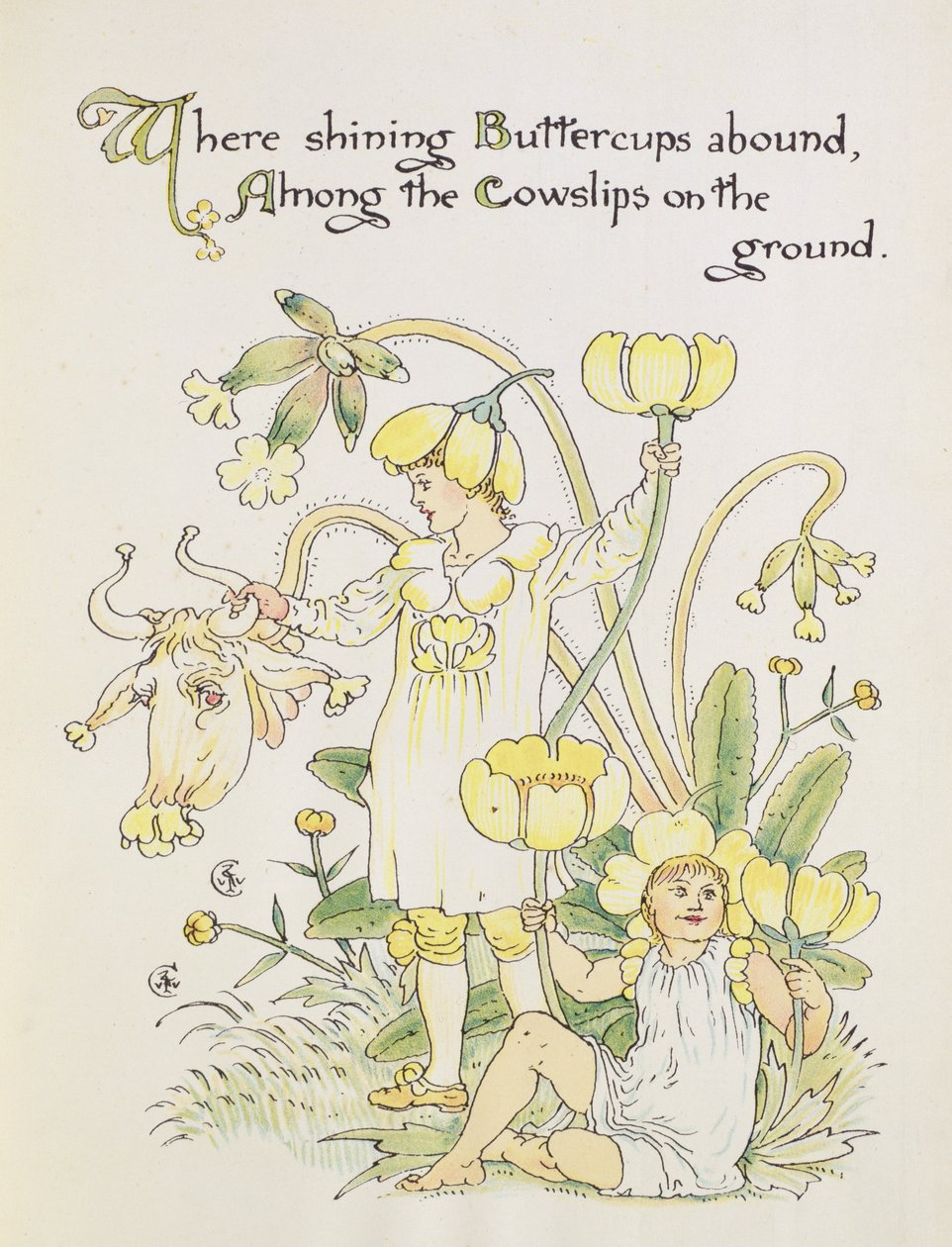Jaskier i Cowslip z „Uczty Flory” autorstwa Walter Crane