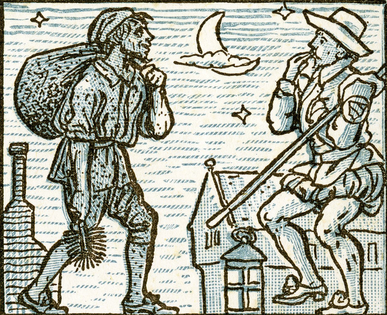 The Sweep, ilustracja do piosenki „Kto żyje tak wesoło w całej tej krainie”, z „Pan-Pipes”, Księgi starych pieśni w nowej aranżacji iz akompaniamentami Theo. Marzials, wydane w Londynie przez George autorstwa Walter Crane
