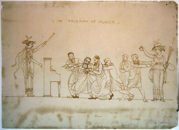 Triumf muzyki (pióro i brązowy tusz na graficie na papierze) autorstwa Walter Crane