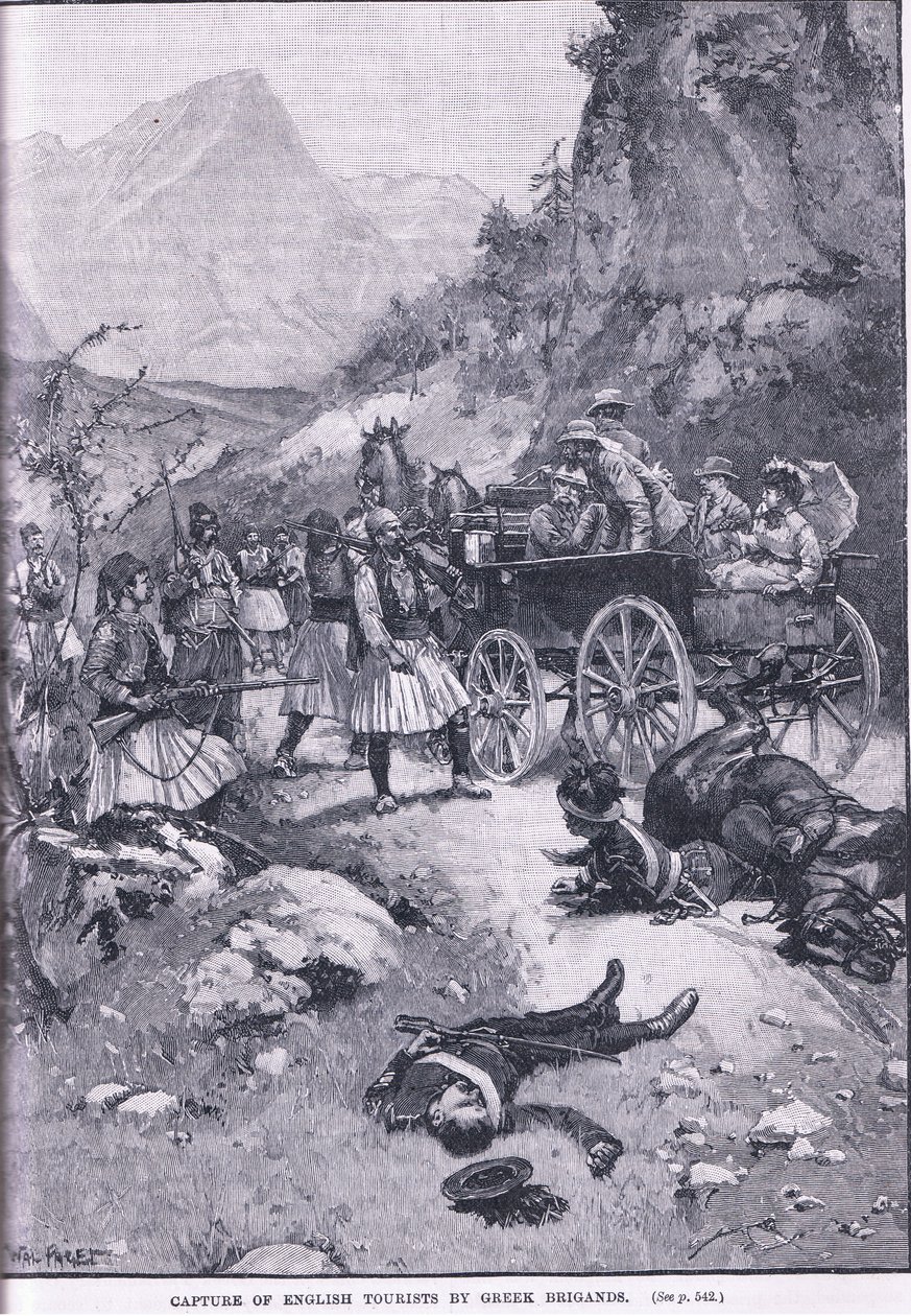 Pojmanie angielskich turystów przez greckich bandytów 1870 AD autorstwa Walter Paget