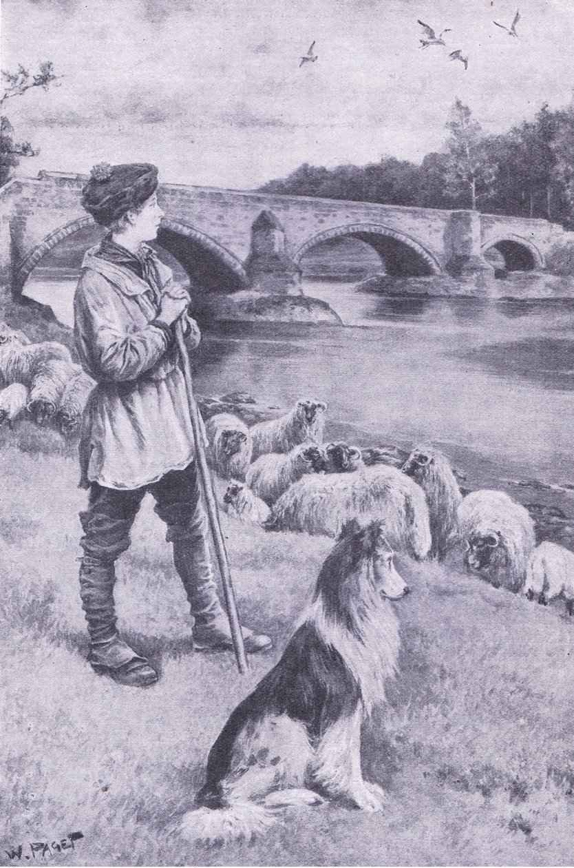 John Rennie widzi stary rzymski most w Musselburgh autorstwa Walter Paget