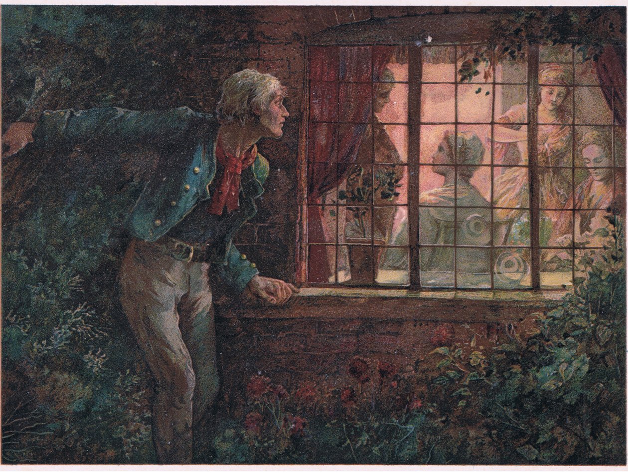 Powrót Enocha Ardena, ilustracja z Tennyson Pictures opublikowana przez E P Dutton & Co, ok. 1900 r. autorstwa Walter Paget