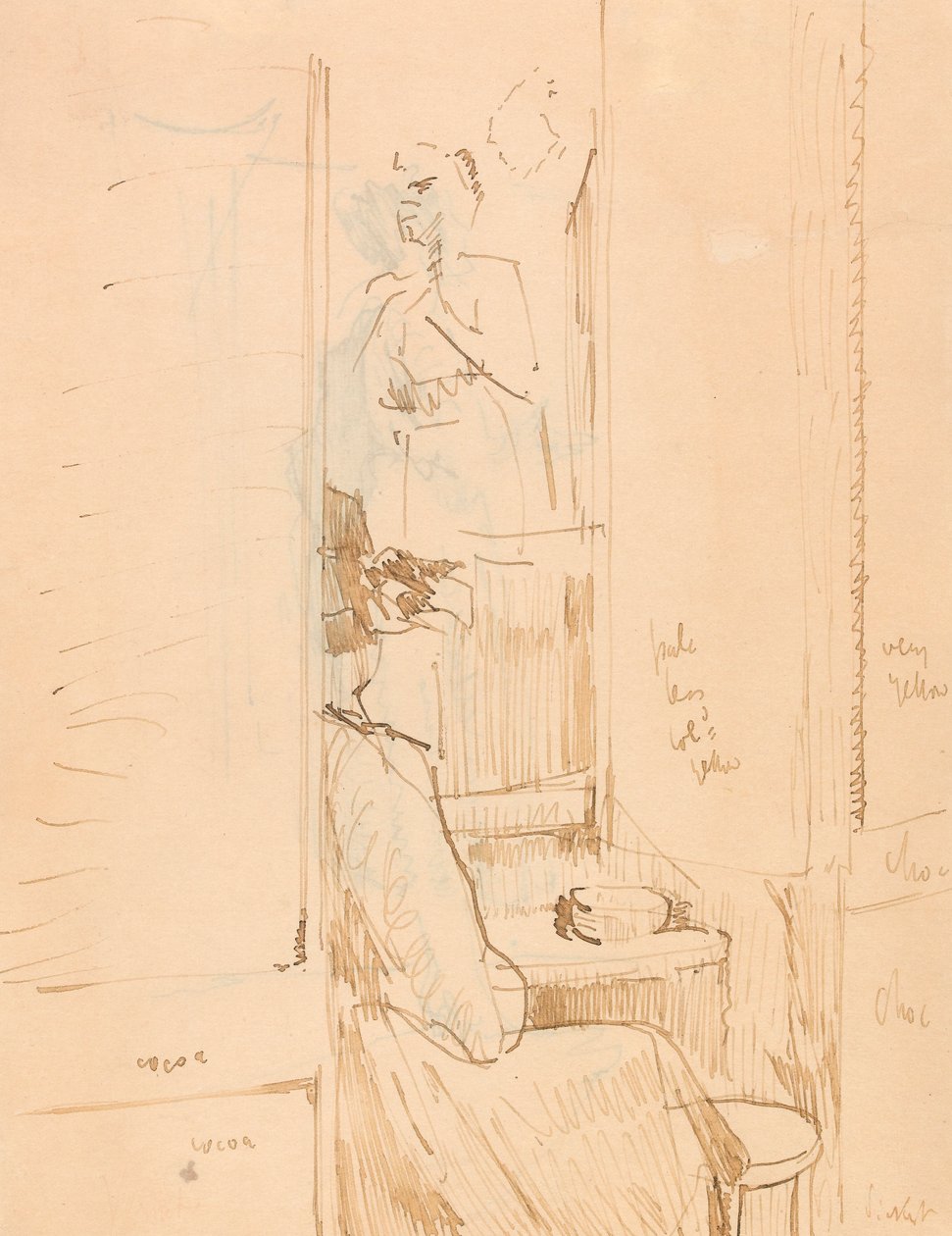 Café Vernet (pióro i brązowy tusz na papierze) autorstwa Walter Richard Sickert