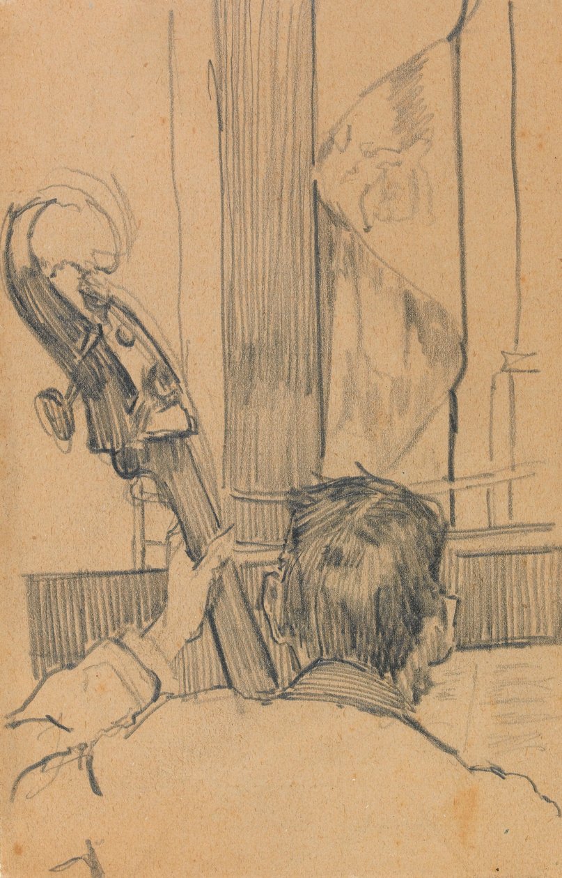Studium mężczyzny trzymającego kontrabas (grafit na papierze) autorstwa Walter Richard Sickert