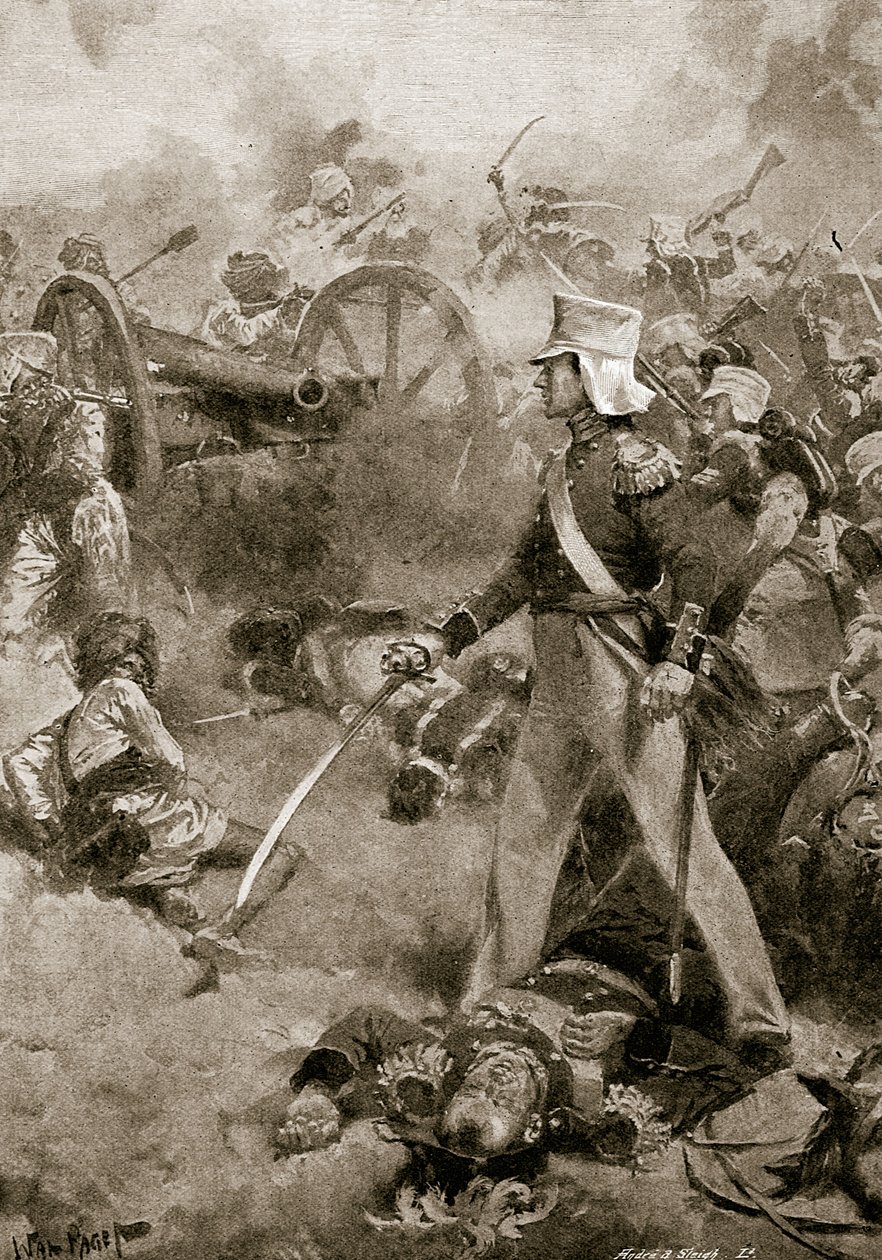 Chillianwala, 13 stycznia 1849: Ciało Pennycuicka strzeżone przez jego syna autorstwa Walter Stanley Paget