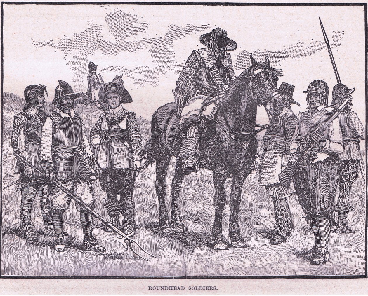 Żołnierze okrągłogłowi AD 1645 autorstwa Walter Stanley Paget