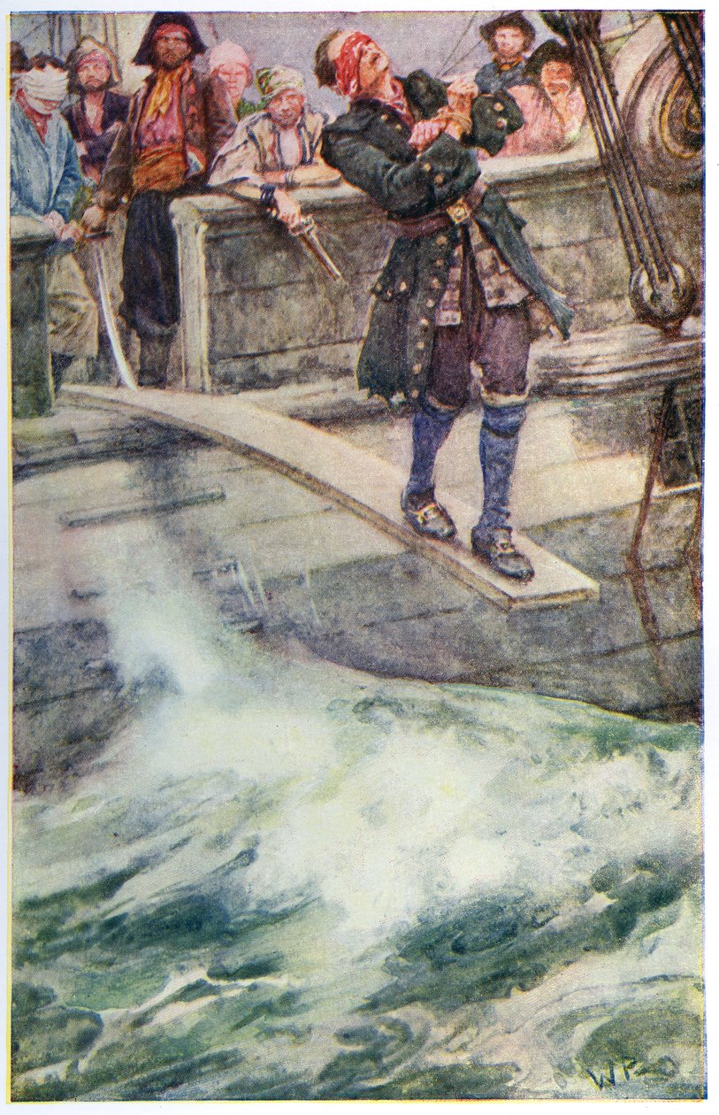 „Walking the desk”, ilustracja z „The Master of Ballantrae” Roberta Louisa Stevensona autorstwa Walter Stanley Paget