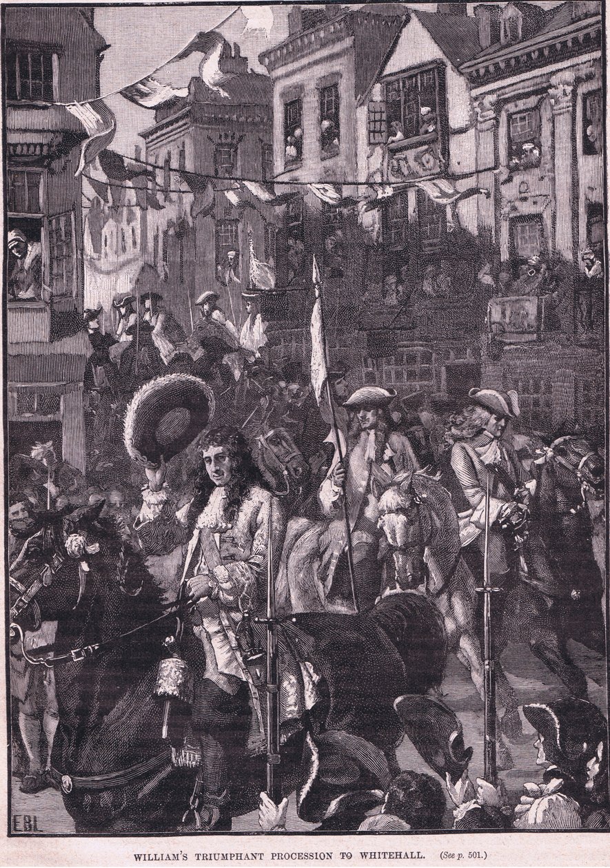 Triumfalna procesja Williamsa do Whitehall AD 1697 autorstwa Walter Stanley Paget