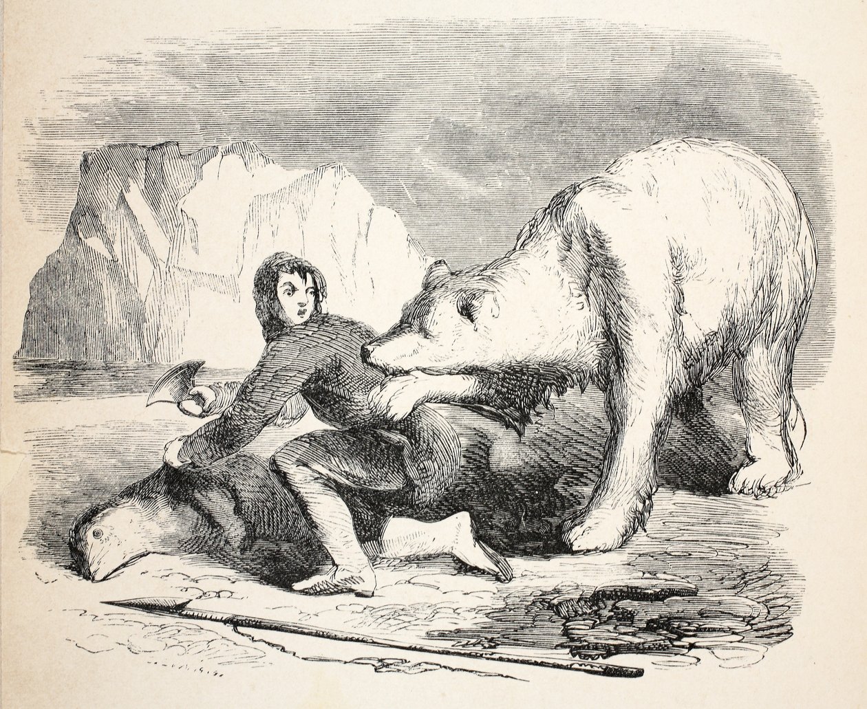 Kolacja Grenlandczyka przywłaszczona przez niedźwiedzia, 1859 autorstwa Walter William May