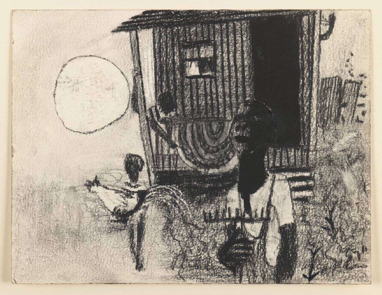 Sundown (grafit, węgiel i tusz na papierze) autorstwa Walter Williams