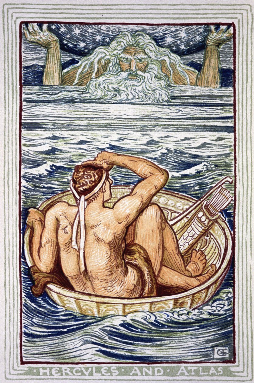 Herakles i Atlas autorstwa Walter Crane