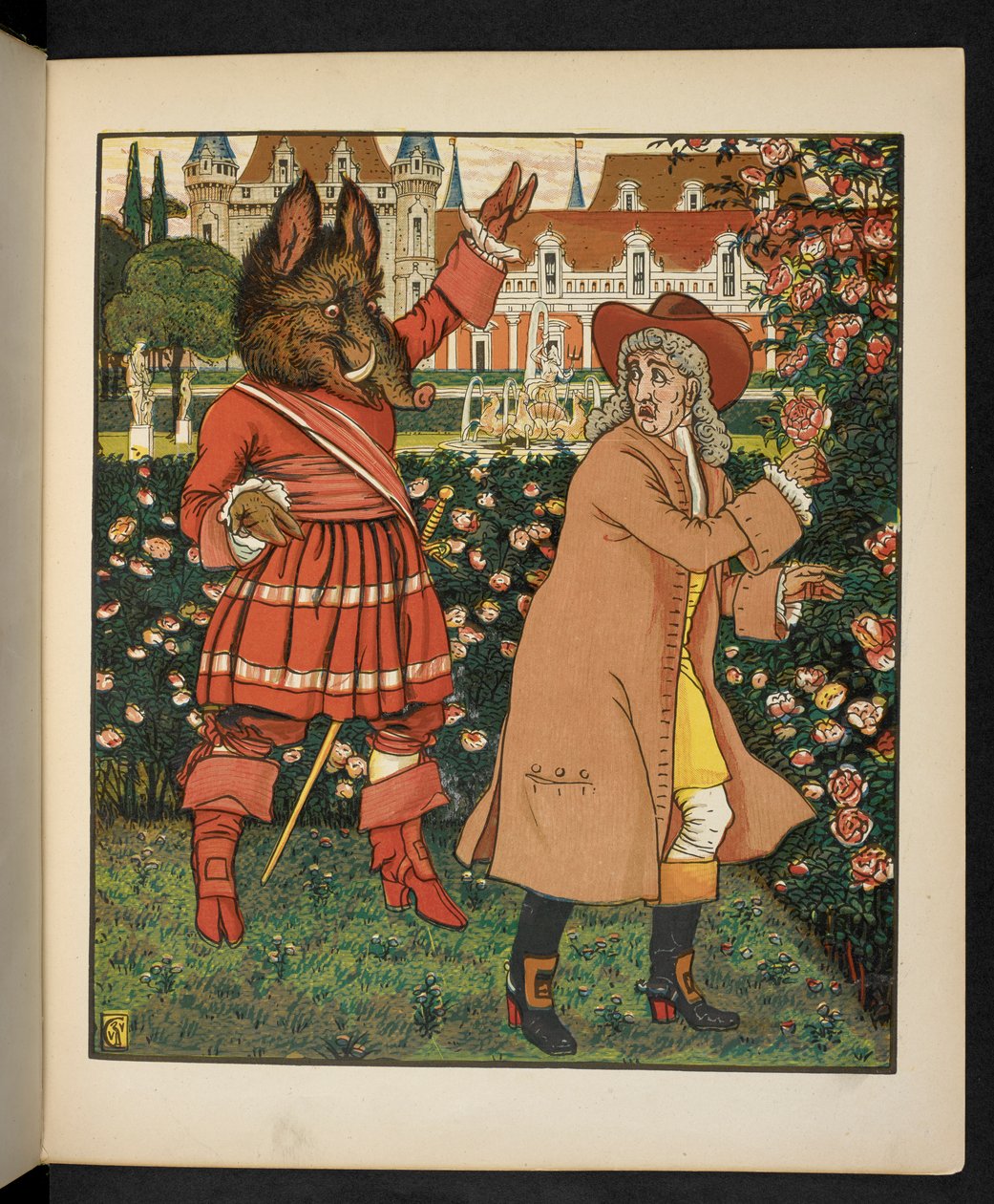Ilustracja do Pięknej i Bestii. autorstwa Walter Crane