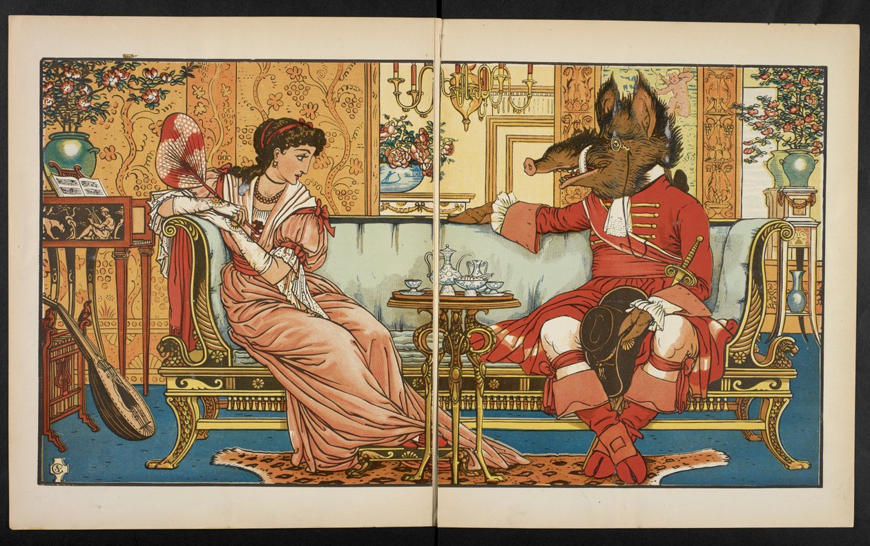 Ilustracja do Pięknej i Bestii. autorstwa Walter Crane