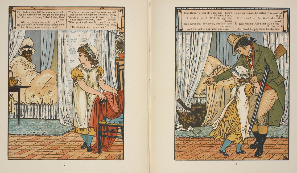 Ilustracje do „Czerwonego Kapturka”. autorstwa Walter Crane