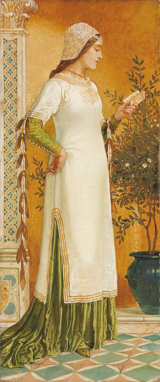 Laura czytanie, 1885 autorstwa Walter Crane