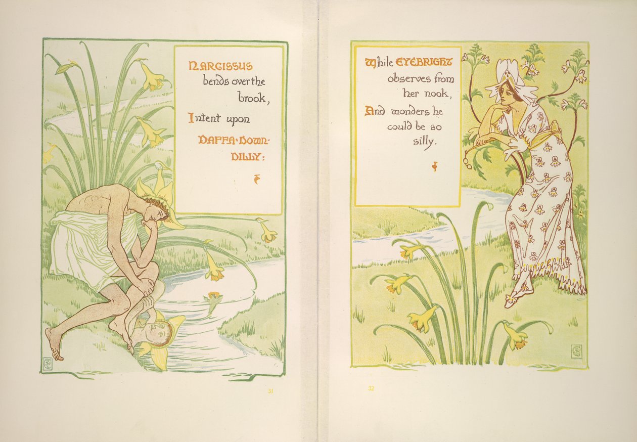 Narcyz i świetlik autorstwa Walter Crane