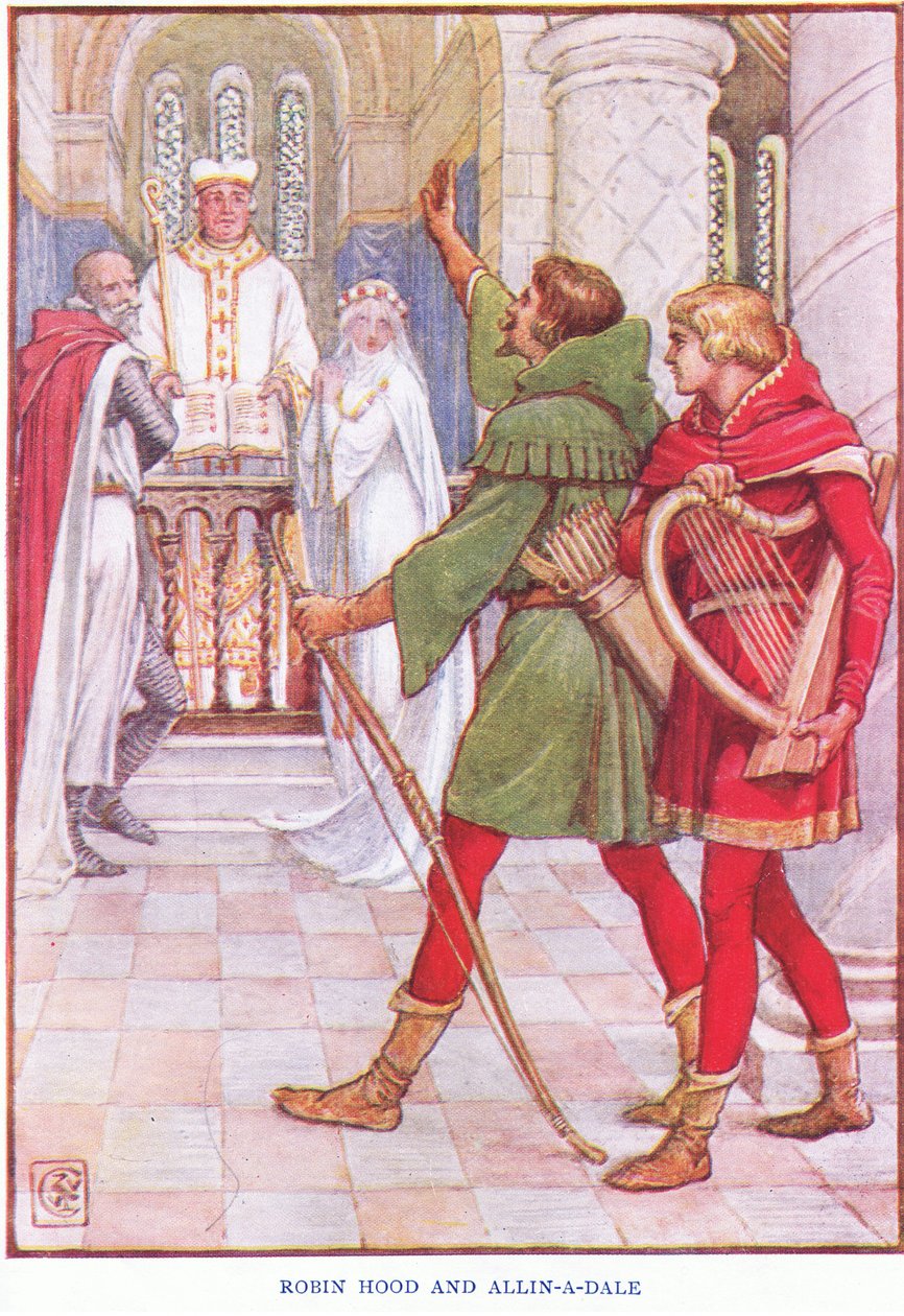 Robin Hood i Alan-a-Dale, ok. 1920 autorstwa Walter Crane