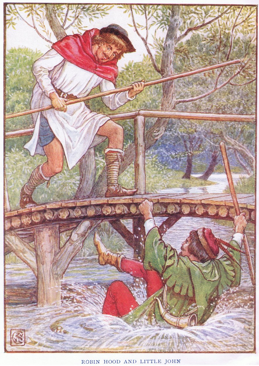 Robin Hood i Mały John, ok. 1920 autorstwa Walter Crane